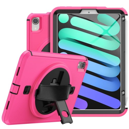Różowe Pancerne Etui z Uchwytem, Paskiem do iPad Mini 6
