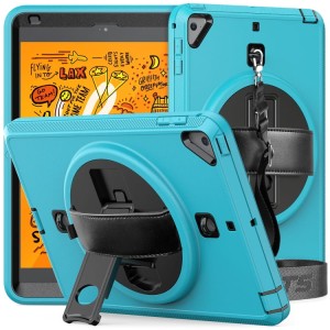 Niebieskie Pancerne Etui z Uchwytem, Paskiem do iPad Mini 5/4