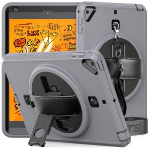 Szare Pancerne Etui z Uchwytem, Paskiem do iPad Mini 5/4