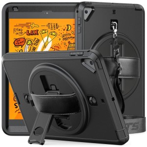 Czarne Pancerne Etui z Uchwytem, Paskiem do iPad Mini 5/4