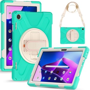 Shockproof  Pancerne Etui z Paskiem, Uchwytem do Lenovo Tab M10 10.1 3 generacji miętowe