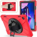 Shockproof Pancerne Etui z Paskiem, Uchwytem do Lenovo Tab M10 10.1 3 generacji czerwone