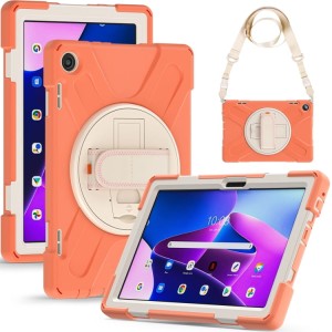 Shockproof  Pancerne Etui z Paskiem, Uchwytem do Lenovo Tab M10 10.1 3 generacji pomarańczowe