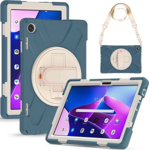 Shockproof  Pancerne Etui z Paskiem, Uchwytem do Lenovo Tab M10 10.1 3 generacji niebieskie
