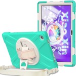 Shockproof Pancerne Etui z Paskiem, Uchwytem do Lenovo Tab M10 Plus 10.6 3 gen zielone/miętowe 