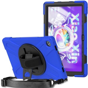 Shockproof Pancerne Etui z Paskiem, Uchwytem do Lenovo Tab M10 Plus 10.6 3 gen granatowe