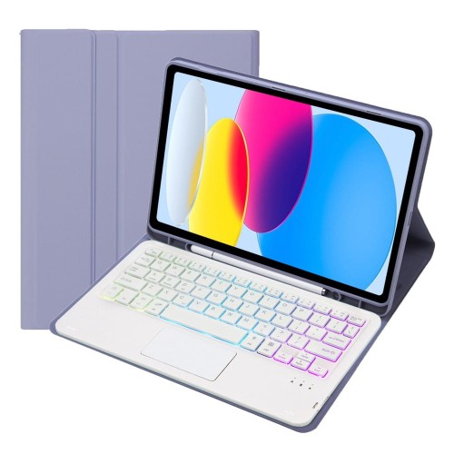 Fioletowe Etui Podświetlana Klawiatura TouchPad do iPad 10.9 2022