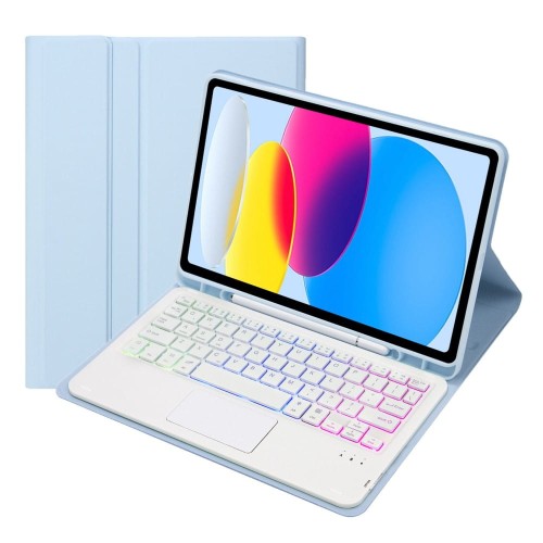 Niebieskie Etui Podświetlana Klawiatura TouchPad do iPad 10.9 2022