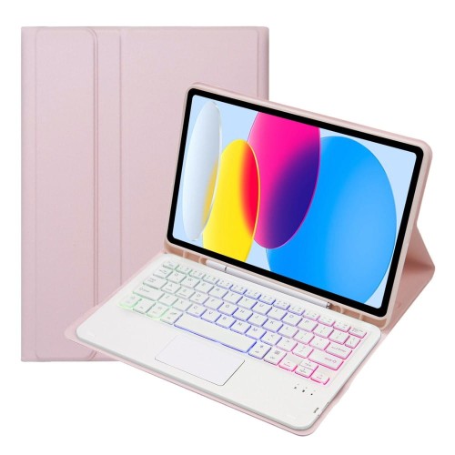Różowe Etui Podświetlana Klawiatura TouchPad do iPad 10.9 2022