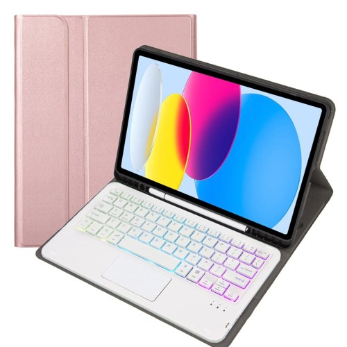 Różowe Etui Podświetlana Klawiatura TouchPad do iPad 10.9 2022