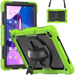 Shockproof Pancerne Etui z Paskiem, Uchwytem do Lenovo Tab M10 Plus 10.6 3 gen zielone