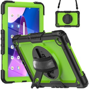 Shockproof Pancerne Etui z Paskiem, Uchwytem do Lenovo Tab M10 Plus 10.6 3 gen zielone