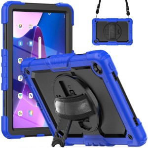 Shockproof Pancerne Etui z Paskiem, Uchwytem do Lenovo Tab M10 Plus 10.6 3 gen niebieskie