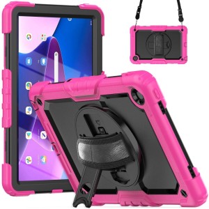 Shockproof Pancerne Etui z Paskiem, Uchwytem do Lenovo Tab M10 Plus 10.6 3 gen różowe