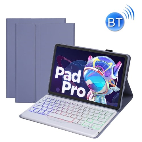 Fioletowe Etui z Podświetlaną Klawiaturą do Lenovo XiaoXin  Pad Pro 2022 11.2 cala