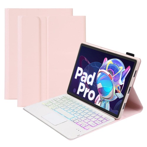 Różowe Etui z Podświetlaną Klawiaturą Touchpad do Lenovo Tab P11 Pro 2 gen 11.2 cala