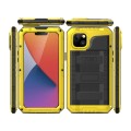 Pancerne Etui Antywstrząsowe Metal Silikon Szkło do iPhone 14 żółte