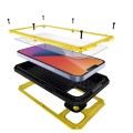 Pancerne Etui Antywstrząsowe Metal Silikon Szkło do iPhone 14 żółte
