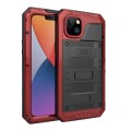 Pancerne Etui Antywstrząsowe Metal Silikon Szkło do iPhone 14 czerwone