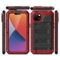 Pancerne Etui Antywstrząsowe Metal Silikon Szkło do iPhone 14 czerwone