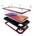 Pancerne Etui Antywstrząsowe Metal Silikon Szkło do iPhone 14 czerwone