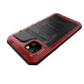 Pancerne Etui Antywstrząsowe Metal Silikon Szkło do iPhone 14 czerwone