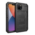 Pancerne Etui Antywstrząsowe Metal Silikon Szkło do iPhone 14 czarne