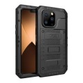 Pancerne Etui Antywstrząsowe Metal Silikon Szkło do iPhone 14 Pro Max czarne