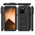 Pancerne Etui Antywstrząsowe Metal Silikon Szkło do iPhone 14 Pro Max czarne