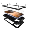 Pancerne Etui Antywstrząsowe Metal Silikon Szkło do iPhone 14 Pro Max czarne