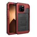 Pancerne Etui Antywstrząsowe Metal Silikon Szkło do iPhone 14 Pro Max czerwone