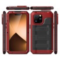 Pancerne Etui Antywstrząsowe Metal Silikon Szkło do iPhone 14 Pro Max czerwone