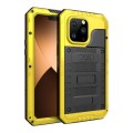 Pancerne Etui Antywstrząsowe Metal Silikon Szkło do iPhone 14 Pro Max żółte