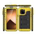 Pancerne Etui Antywstrząsowe Metal Silikon Szkło do iPhone 14 Pro Max żółte