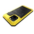 Pancerne Etui Antywstrząsowe Metal Silikon Szkło do iPhone 14 Pro Max żółte