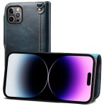 Denior Skórzane Etui Pokrowiec do iPhone 14 Pro Max granatowy