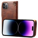 Denior Skórzane Etui Pokrowiec do iPhone 14 Pro Max brązowy