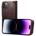 Denior Skórzane Etui Pokrowiec do iPhone 14 Pro Max bordowy