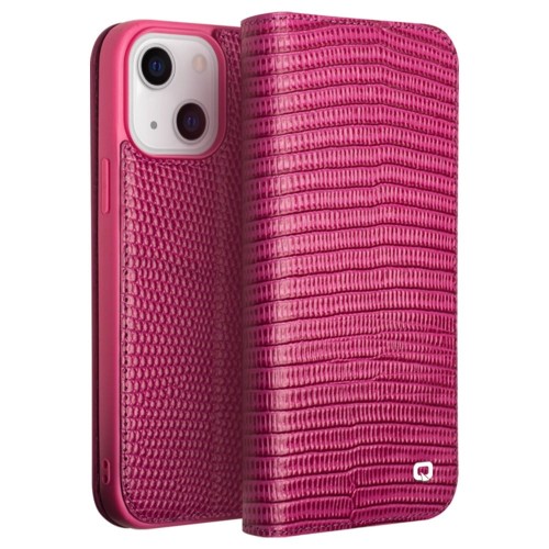QIALINO Eleganckie Skórzane Etui do iPhone 14 Plus różowe