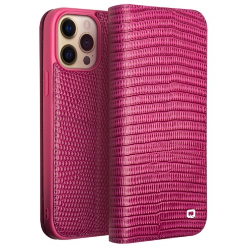 QIALINO Eleganckie Skórzane Etui do iPhone 14 Pro Max różowe