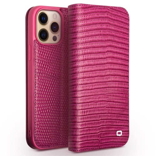 QIALINO Eleganckie Skórzane Etui do iPhone 13 Pro Max różowe