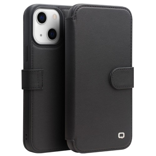 QIALINO Eleganckie Skórzane Etui do iPhone 13 Mini czarne