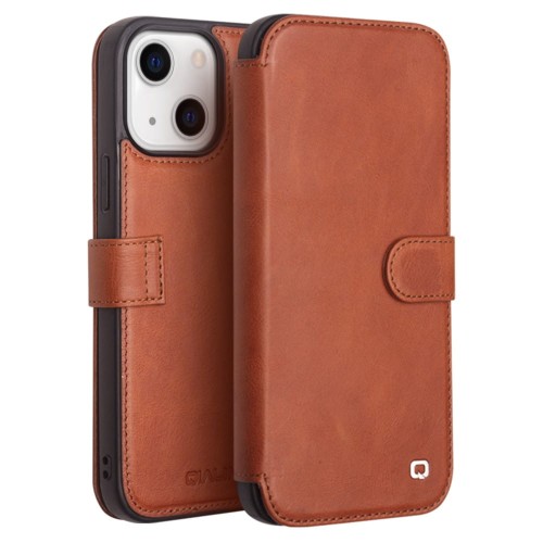 QIALINO Eleganckie Skórzane Etui do iPhone 13 Mini brązowe