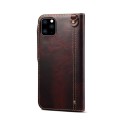 Denior Skórzane Etui Pokrowiec do iPhone 11 Pro Max bordowe