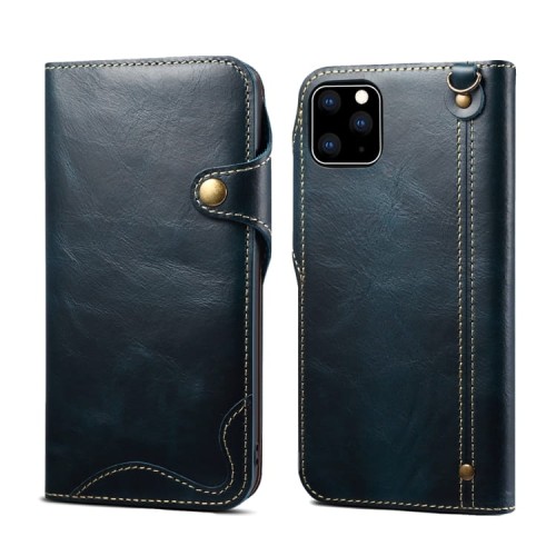 Denior Skórzane Etui Pokrowiec do iPhone 11 granatowe