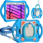 Niebieskie Pancerne Etui Dla Dzieci z Uchwytem Paskiem do iPad Mini 6