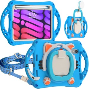 Niebieskie Pancerne Etui Dla Dzieci z Uchwytem Paskiem do iPad Mini 6