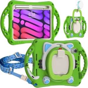 Zielone Pancerne Etui Dla Dzieci z Uchwytem Paskiem do iPad Mini 6