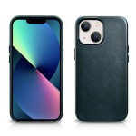 iCarer Skórzane Etui Plecki Obudowa Magsafe do iPhone 13 niebieskie
