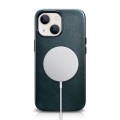 iCarer Skórzane Etui Plecki Obudowa Magsafe do iPhone 13 niebieskie